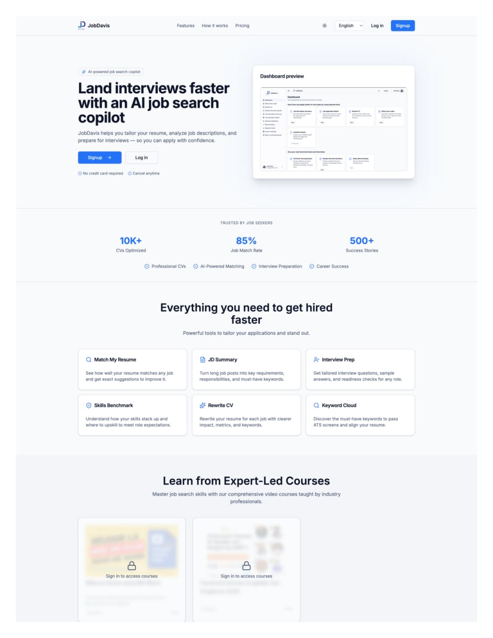 JobDavis, AI-powered job search copilot and resume matching engine